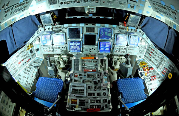 Flight deck of Discovery, June 21, 2010.